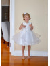 Beaded White Lace Tulle Flower Girl Dress With Horsehair Bands Beaded White Lace Tulle Flower Girl Dress With Horsehair Bands